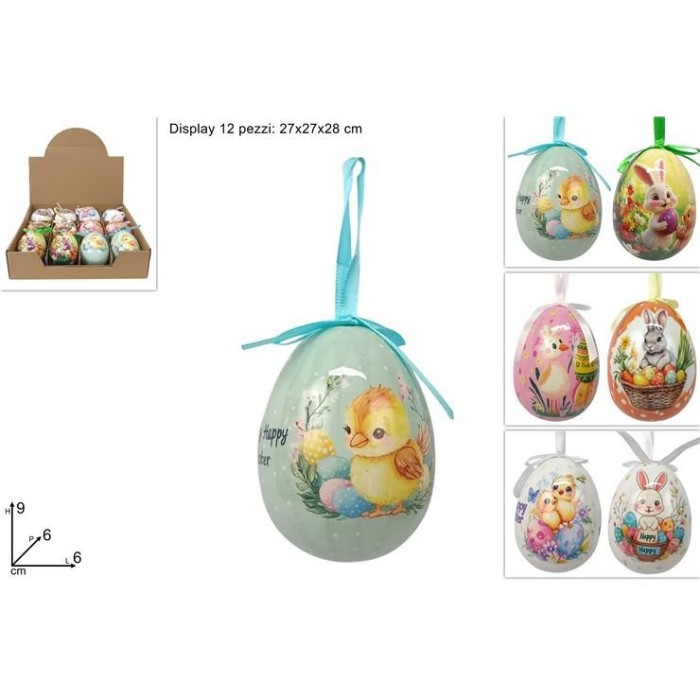 UOVO APPENDINO DECORATO 9CM ASSORTITO IN DISPLAY